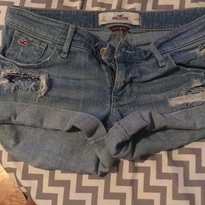 Light hollister distressed shorts